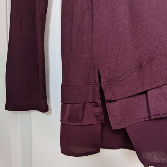 White House Black Market Burgundy Color Long Sleeves Top - Picture 10 of 10